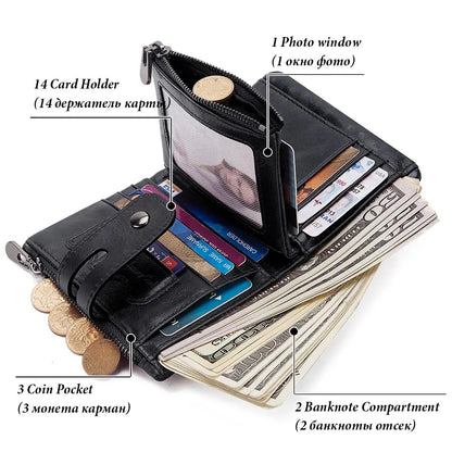 Genuine Cowhide Leather RFID Men's Mini Wallet by HitMyNeed