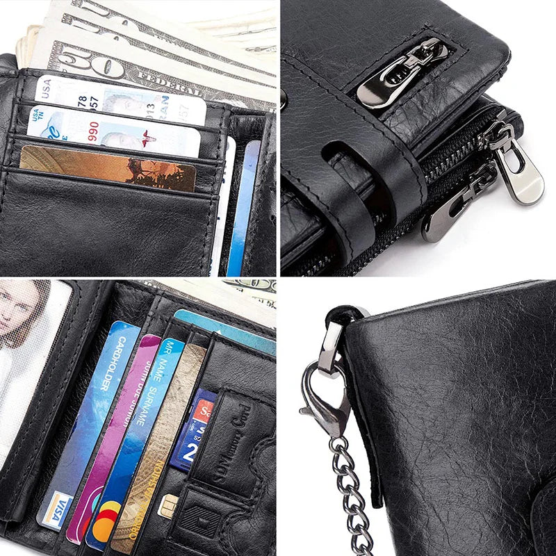 Genuine Cowhide Leather RFID Men's Mini Wallet by HitMyNeed