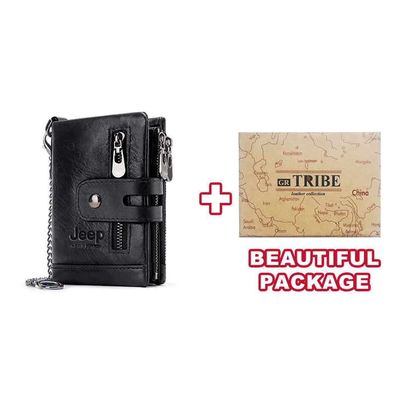 Genuine Cowhide Leather RFID Men's Mini Wallet black-m-bc by HitMyNeed