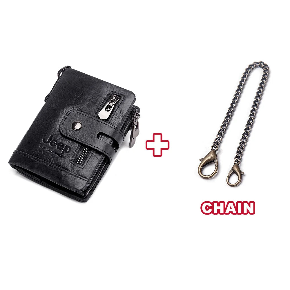 Genuine Cowhide Leather RFID Men's Mini Wallet black-m-ca by HitMyNeed