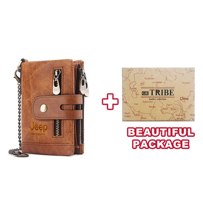 Genuine Cowhide Leather RFID Men's Mini Wallet brown-m-bc by HitMyNeed