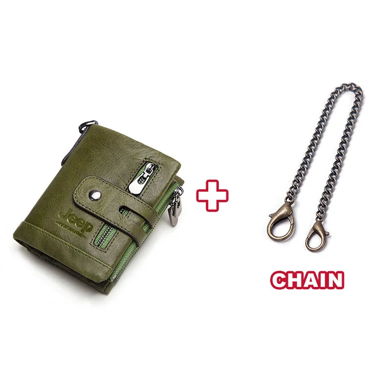 Genuine Cowhide Leather RFID Men's Mini Wallet green-m-ca by HitMyNeed