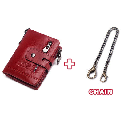 Genuine Cowhide Leather RFID Men's Mini Wallet red-m-ca by HitMyNeed