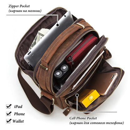 Genuine Leather Men's Vintage Shoulder Messenger Bag by HitMyNeed