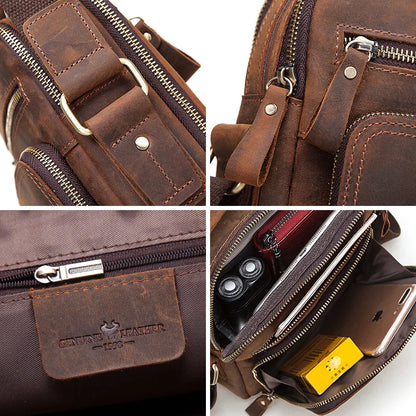 Genuine Leather Men's Vintage Shoulder Messenger Bag by HitMyNeed