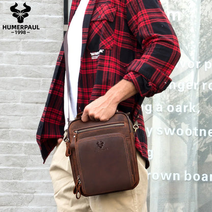 Genuine Leather Men's Vintage Shoulder Messenger Bag by HitMyNeed