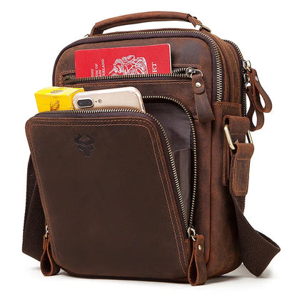 Genuine Leather Men's Vintage Shoulder Messenger Bag coffee by HitMyNeed