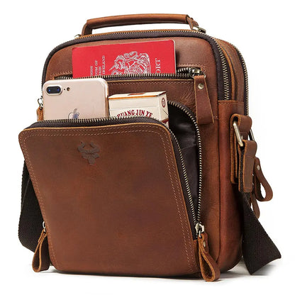 Genuine Leather Men's Vintage Shoulder Messenger Bag khaqi by HitMyNeed