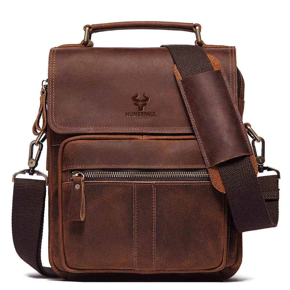 Genuine Leather Men's Work & Business Shoulder Bag by HitMyNeed