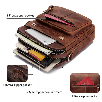 Genuine Leather Men's Work & Business Shoulder Bag by HitMyNeed