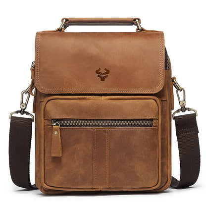 Genuine Leather Men's Work & Business Shoulder Bag brown by HitMyNeed