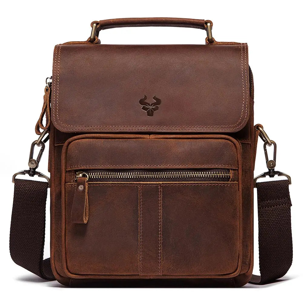 Genuine Leather Men's Work & Business Shoulder Bag coffee by HitMyNeed