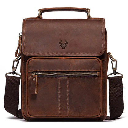 Genuine Leather Men's Work & Business Shoulder Bag coffee by HitMyNeed