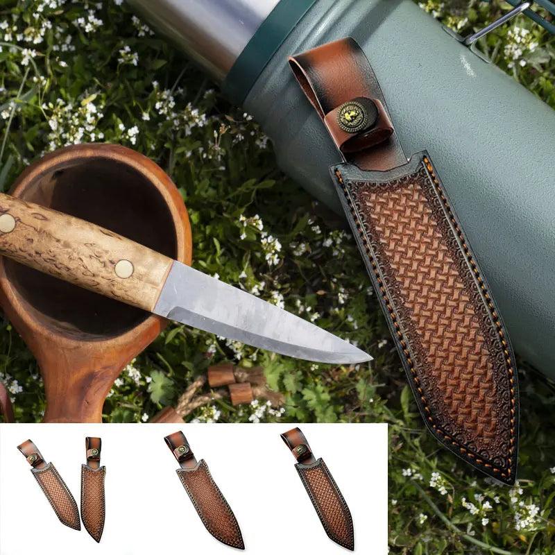 Genuine Leather Sheath for Small Outdoor Straight Knives by HitMyNeed