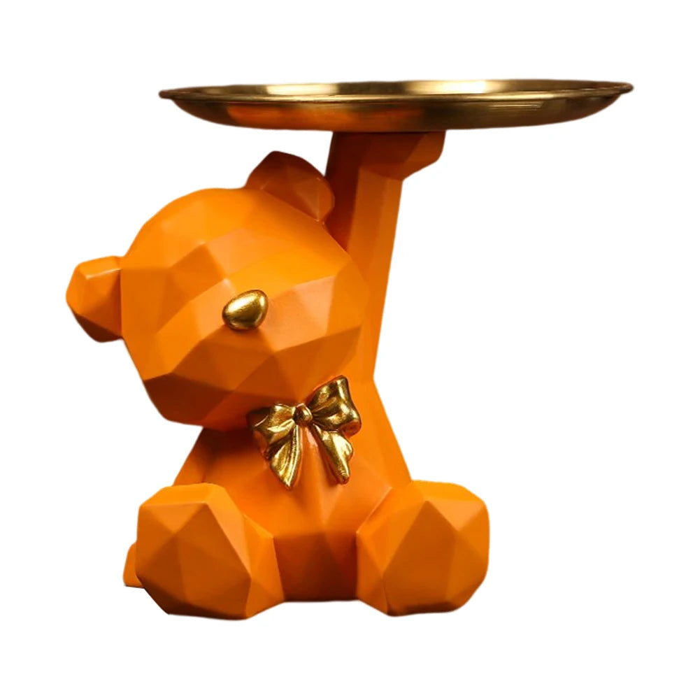 Geometric Bear Resin Key Holder & Storage Tray orange by HitMyNeed