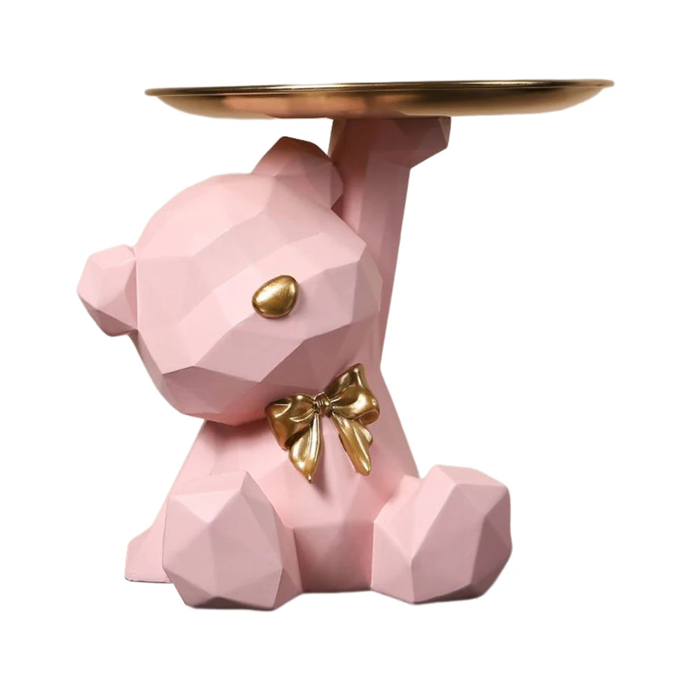Geometric Bear Resin Key Holder & Storage Tray pink by HitMyNeed