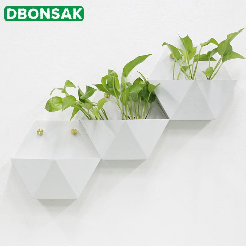 Geometric Wall Mounted Metal Plant Pot by HitMyNeed