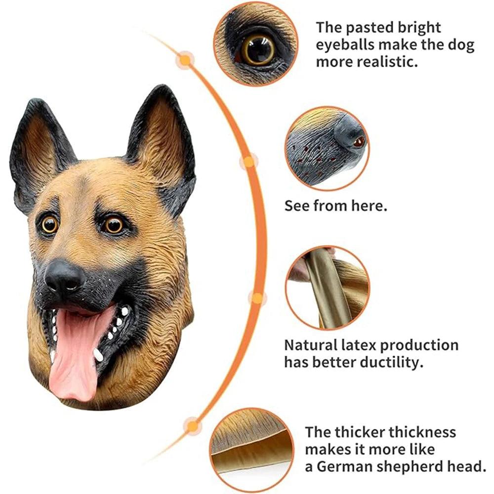 German Shepherd Full Head Latex Dog Mask by HitMyNeed