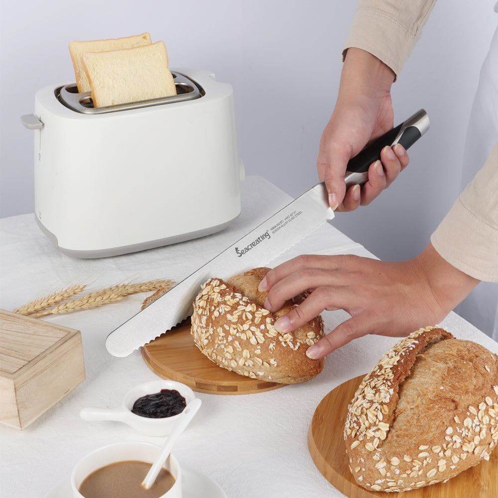 German Stainless Steel Serrated Sourdough Bread Knife by HitMyNeed