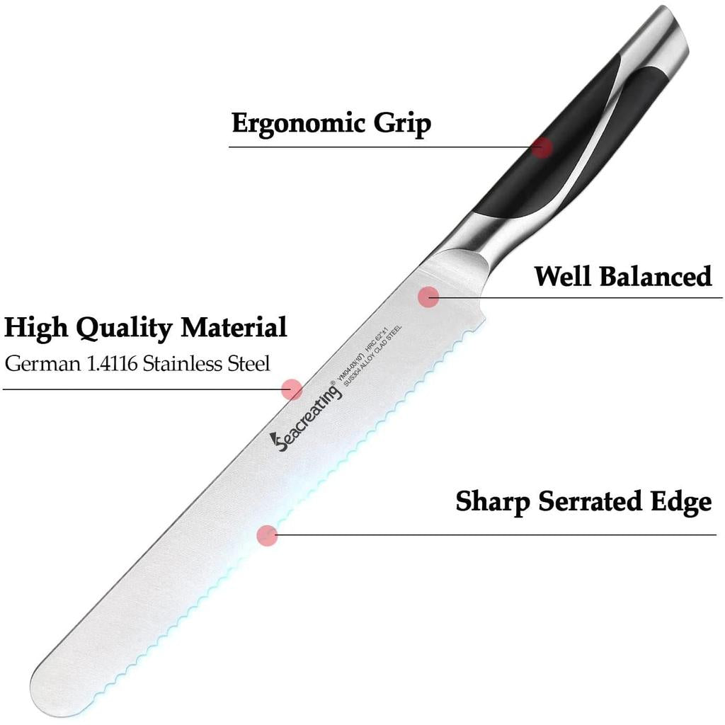 German Stainless Steel Serrated Sourdough Bread Knife by HitMyNeed