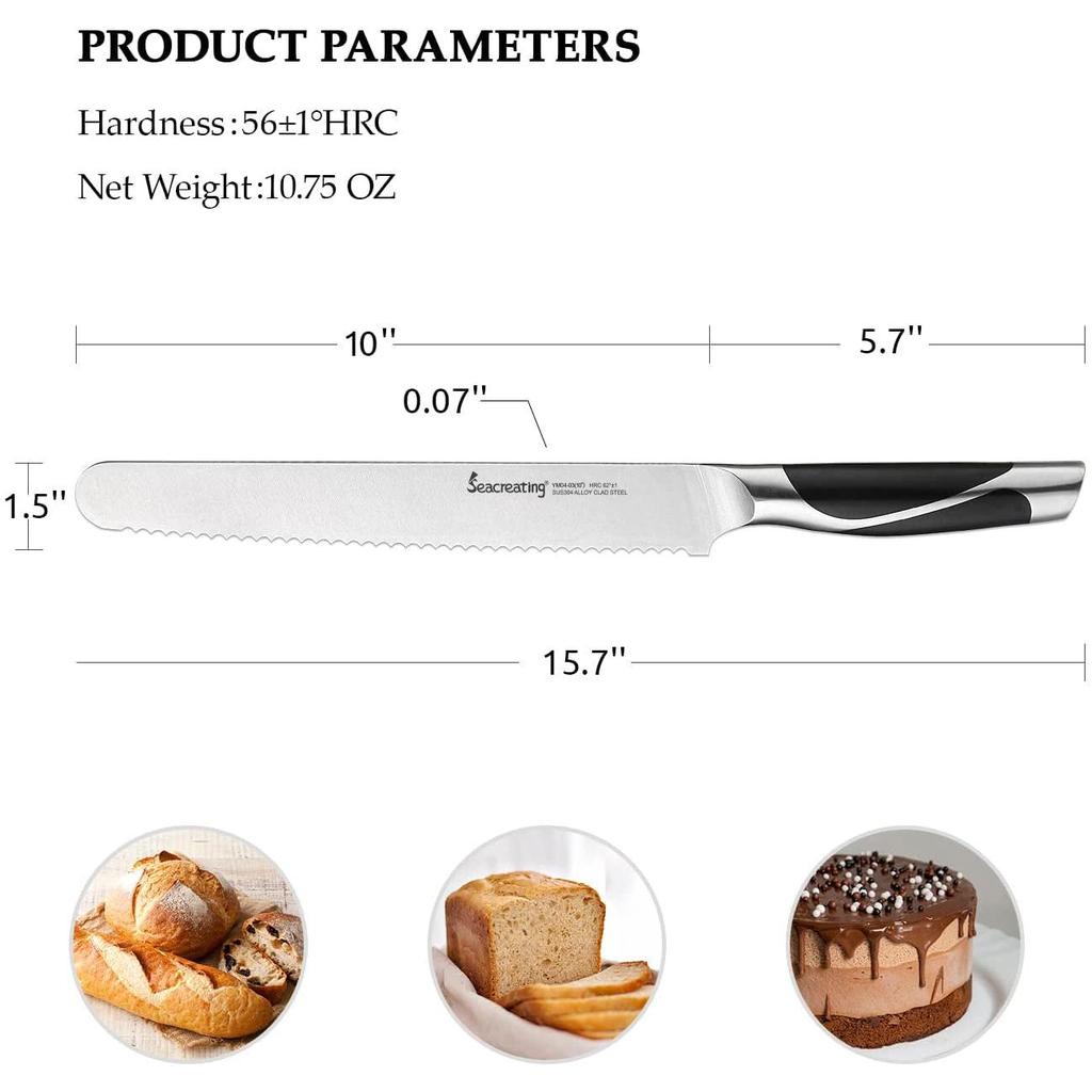 German Stainless Steel Serrated Sourdough Bread Knife by HitMyNeed