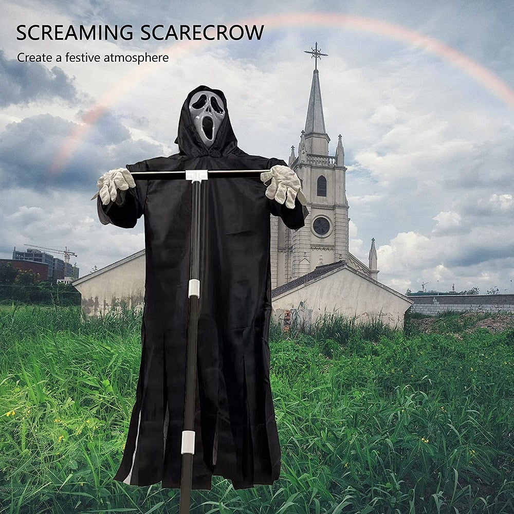 Ghost Face Scarecrow Outdoor Halloween Decoration by HitMyNeed