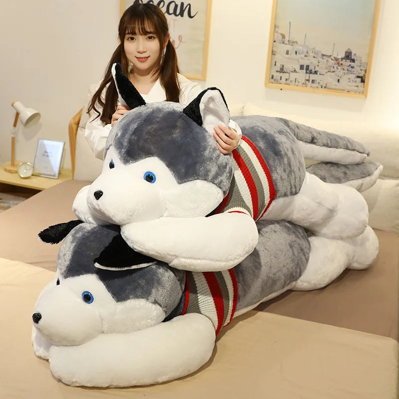 Giant Husky Dog Plush Pillow - Soft Kawaii Stuffed Toy by HitMyNeed