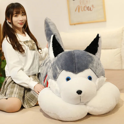 Giant Husky Dog Plush Pillow - Soft Kawaii Stuffed Toy by HitMyNeed