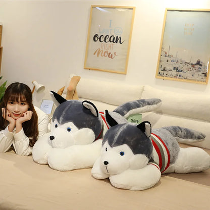 Giant Husky Dog Plush Pillow - Soft Kawaii Stuffed Toy by HitMyNeed
