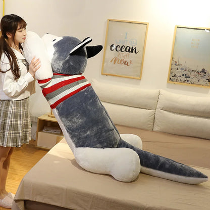 Giant Husky Dog Plush Pillow - Soft Kawaii Stuffed Toy by HitMyNeed