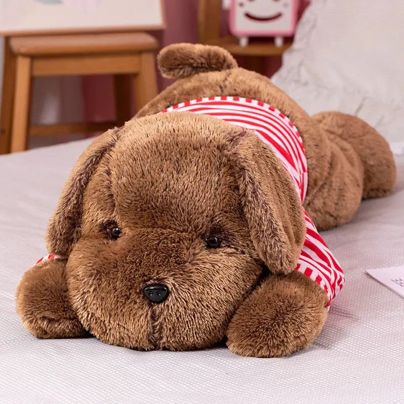 Giant Sleeping Dog Plush Pillow Toy for Kids red 40cm by HitMyNeed