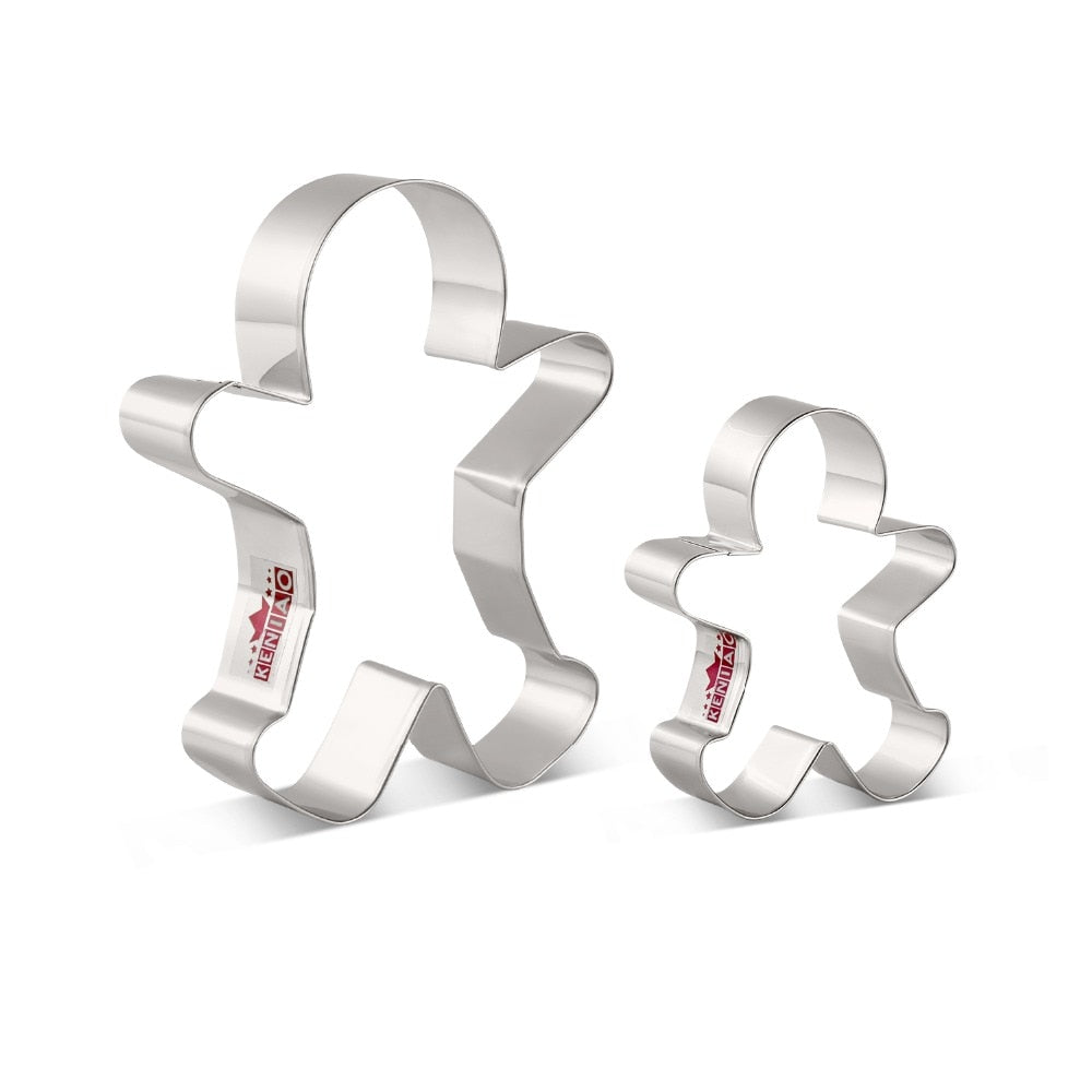 Gingerbread Man Cookie Cutter 2-Piece Stainless Steel Set by HitMyNeed
