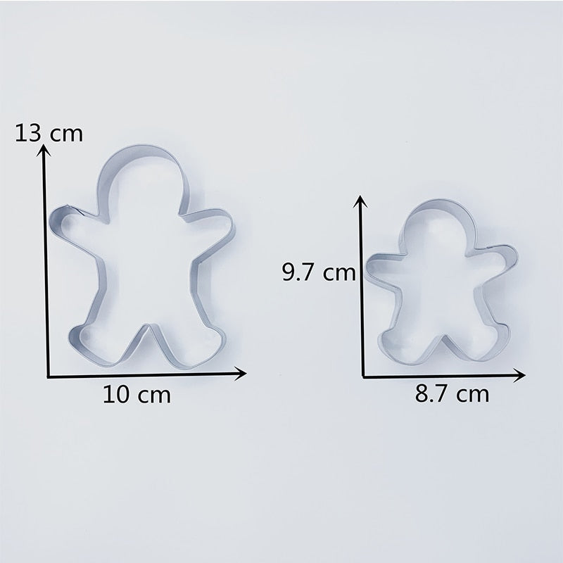 Gingerbread Man Cookie Cutter 2-Piece Stainless Steel Set by HitMyNeed