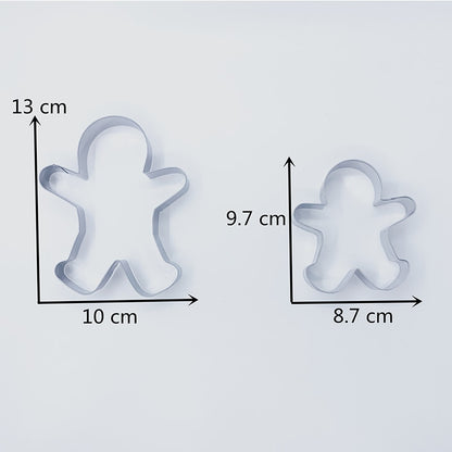 Gingerbread Man Cookie Cutter 2-Piece Stainless Steel Set by HitMyNeed