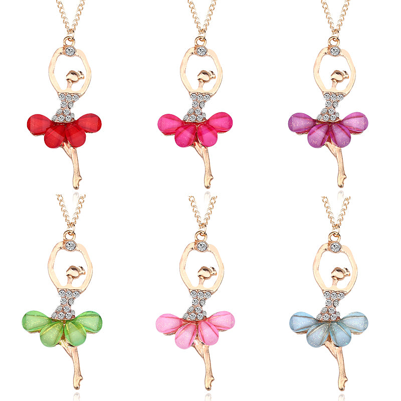 Girls Ballerina Pendant Necklace, 45cm Chain by HitMyNeed