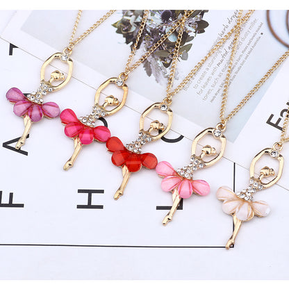 Girls Ballerina Pendant Necklace, 45cm Chain by HitMyNeed