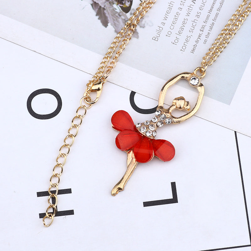 Girls Ballerina Pendant Necklace, 45cm Chain by HitMyNeed