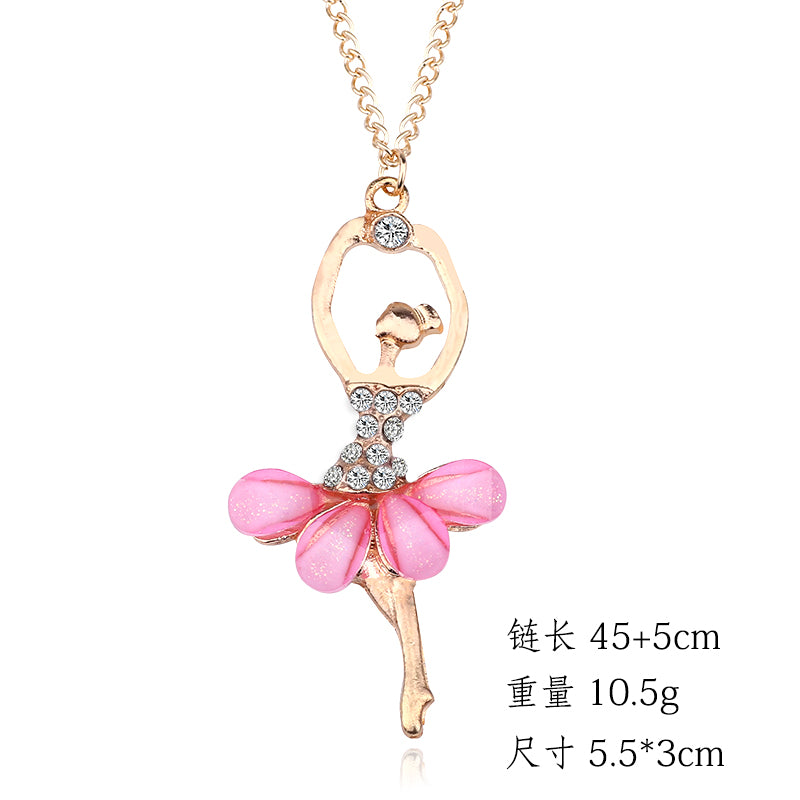 Girls Ballerina Pendant Necklace, 45cm Chain by HitMyNeed