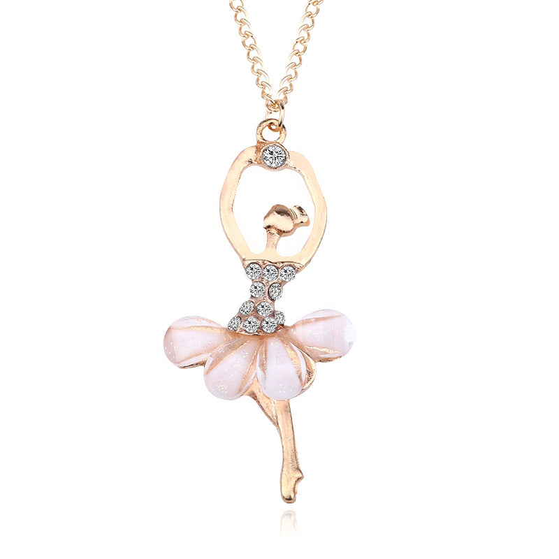 Girls Ballerina Pendant Necklace, 45cm Chain beige by HitMyNeed