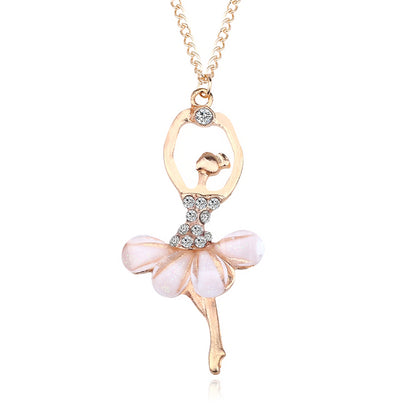 Girls Ballerina Pendant Necklace, 45cm Chain beige by HitMyNeed