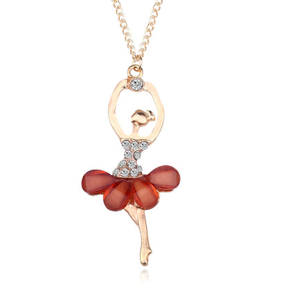 Girls Ballerina Pendant Necklace, 45cm Chain brown by HitMyNeed