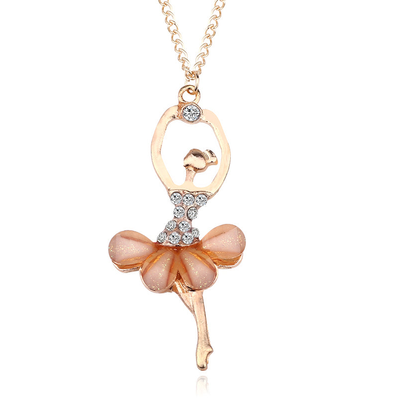 Girls Ballerina Pendant Necklace, 45cm Chain champagne by HitMyNeed