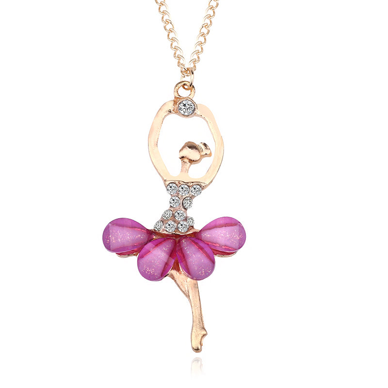 Girls Ballerina Pendant Necklace, 45cm Chain purple by HitMyNeed