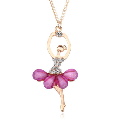 Girls Ballerina Pendant Necklace, 45cm Chain purple by HitMyNeed