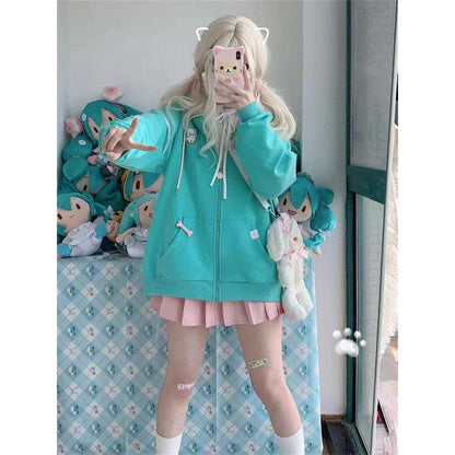 Girls Cat Ear Hoodie with Kangaroo Pocket by HitMyNeed