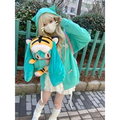 Girls Cat Ear Hoodie with Kangaroo Pocket by HitMyNeed