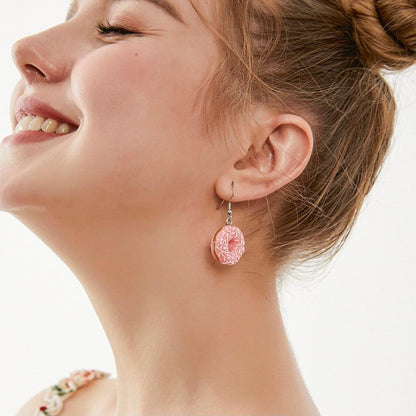 Girls Dangle Donut Earrings with 925 Silver Hooks by HitMyNeed