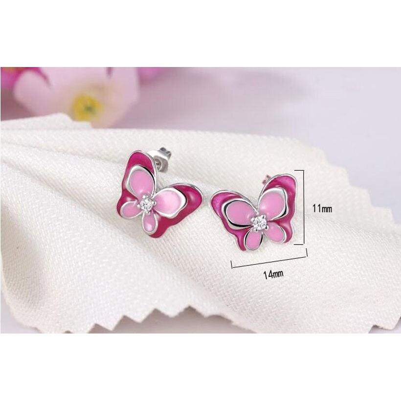 Girls Pink Butterfly Stud Earrings in Sterling Silver by HitMyNeed