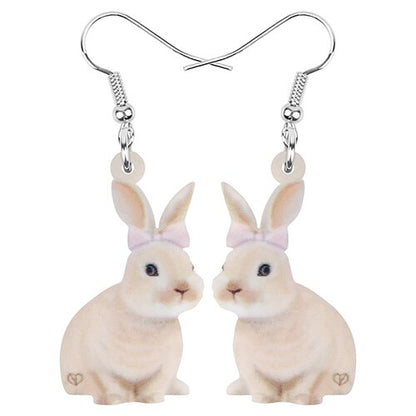 Girls Rabbit Dangle Earrings Acrylic Cute Accessory by HitMyNeed
