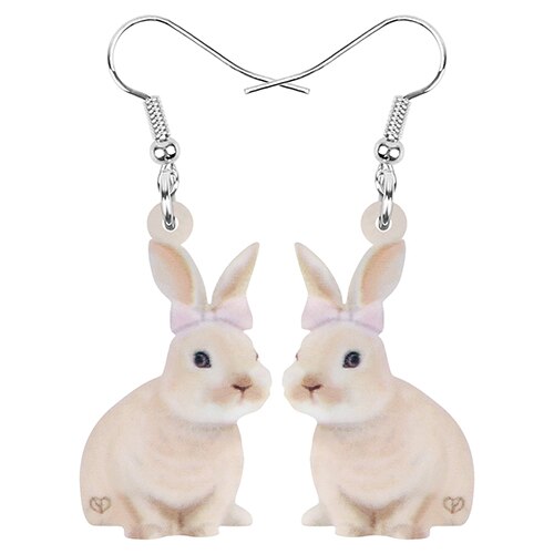 Girls Rabbit Dangle Earrings Acrylic Cute Accessory by HitMyNeed